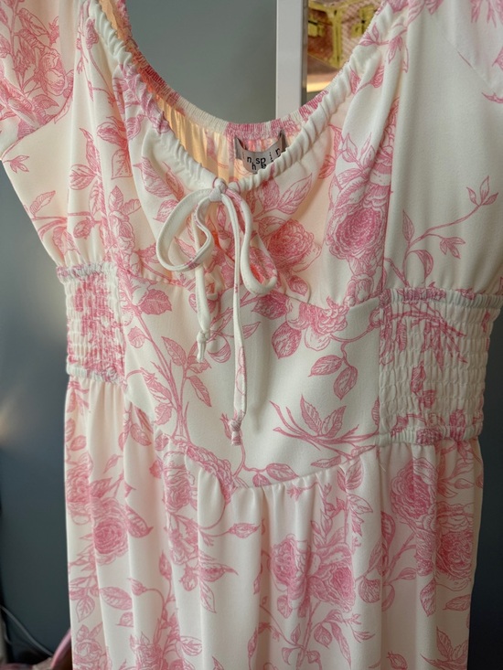 111 • Elizabeth Blush Roses Romantic Pink Floral Maxi Dress with Puff Sleeves - Picture 8 of 12